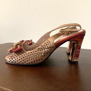 Unique & Rare Tan Orange Bow Heels